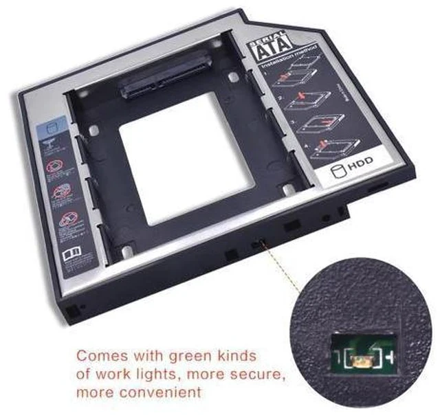 Alt view image 4 of 5 - Universal 2nd HDD/SSD/DVD Caddy 12.7mm SATA 3.0 2.5 Hard Drive Caddy Adapter DVD SSD For Laptop Optical Bay HDD Case