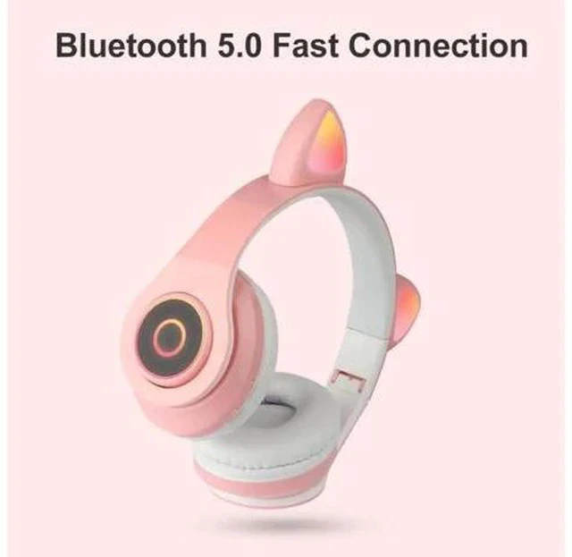 Alt view image 2 of 5 - Cat Ear Bluetooth 5.0 Headset Wireless Hifi Music Stereo Bass Headphones LED Light Mobile Phone Girl Daughter Headset For PC