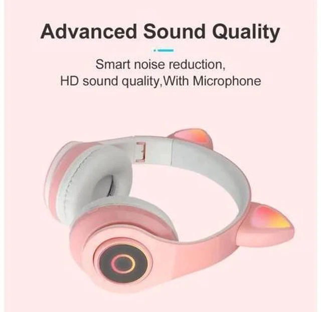 Alt view image 3 of 5 - Cat Ear Bluetooth 5.0 Headset Wireless Hifi Music Stereo Bass Headphones LED Light Mobile Phone Girl Daughter Headset For PC