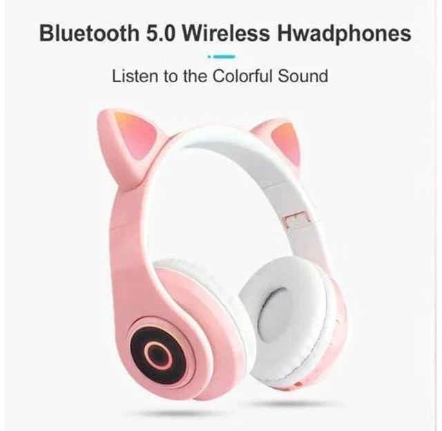 Alt view image 4 of 5 - Cat Ear Bluetooth 5.0 Headset Wireless Hifi Music Stereo Bass Headphones LED Light Mobile Phone Girl Daughter Headset For PC