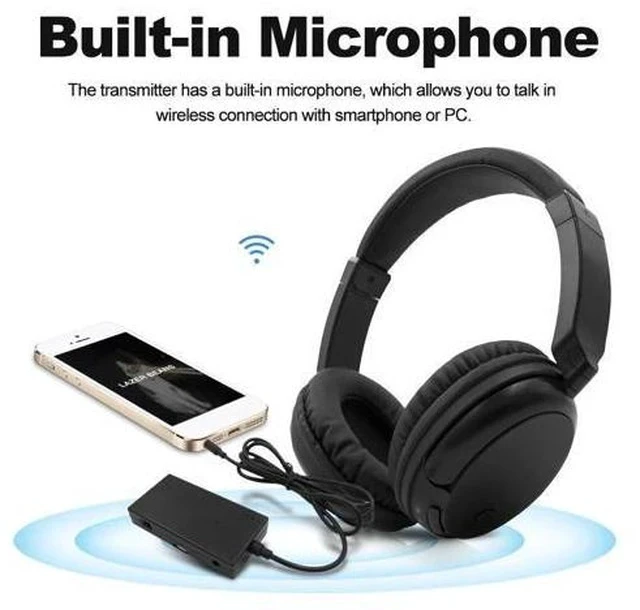Alt view image 3 of 5 - Wireless Headphones Over-Ear Music Earphones AUX Transmitter 3.5mm Wired Headset w/ Mic Radio for TV PC Phones MP3 Player