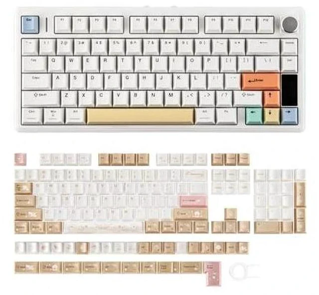 Main image of TH80 V2 PRO Wireless Gaming Keyboard with Screen&Knob+Opalux Keycaps Set - 134 Keys PBT Keycaps with Exquisite Seashell Pattern