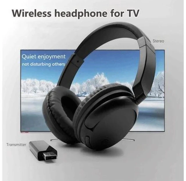 Alt view image 7 of 7 - Wireless Headset For TV PC Computer MP3 TV Rechargeable Over-Ear Headset Support FM Function With USB Transmitter