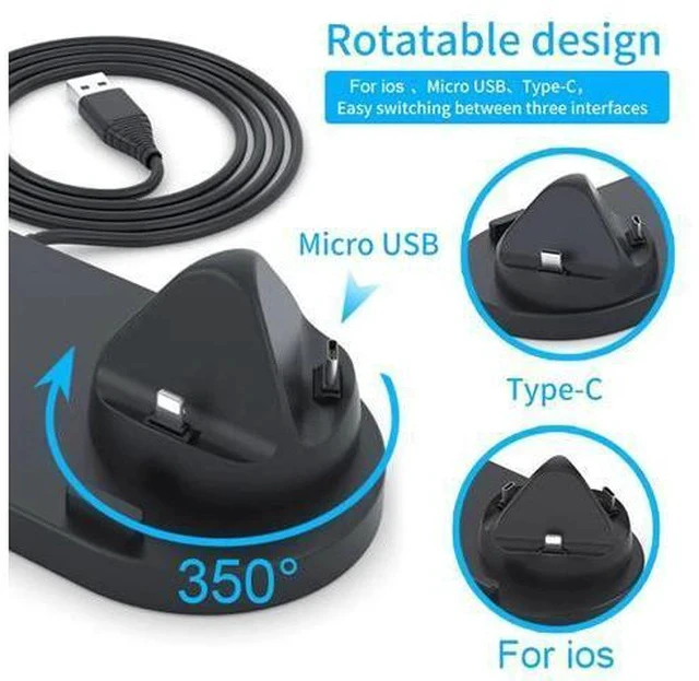 Alt view image 4 of 5 - 6 in 1 Wireless Charger Dock Station for iPhone/Android/Type-C USB Phones 10W Qi Fast Charging For Apple Watch AirPods Pro