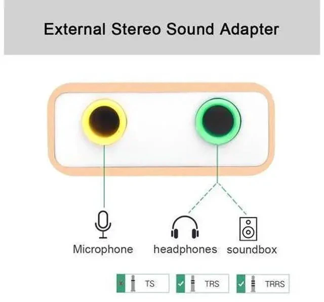 Alt view image 6 of 6 - USB 2.0 External Sound Card Virtual 7.1 Channel 3D Mini Audio Adapter For Microphone Headphone USB C Type C Sound Card