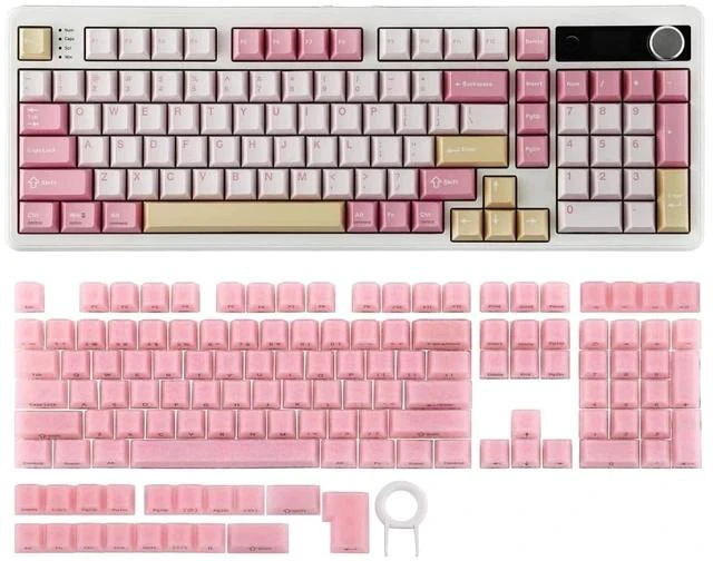 Main image of TH99 PRO 96% Mechanical Keyboard with Screen & Knob+Frost Jelly Keycaps Set - 126 Keys Forged Carbon Fiber Keycaps