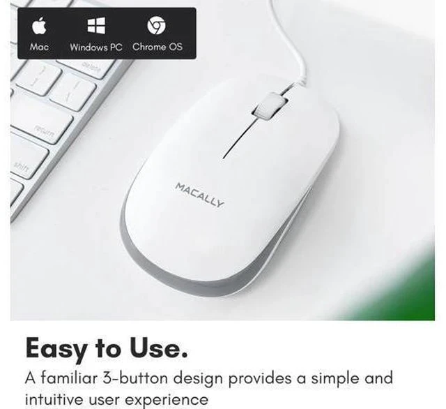 Alt view image 2 of 7 - USB Wired Mouse for Mac and Windows - Plug and Play 3 Button Corded Computer Mouse Wired for MacBook Pro/Air iMac Laptop PC Desktop Notebook Scroll Wheel Layout with Long Wire Cord