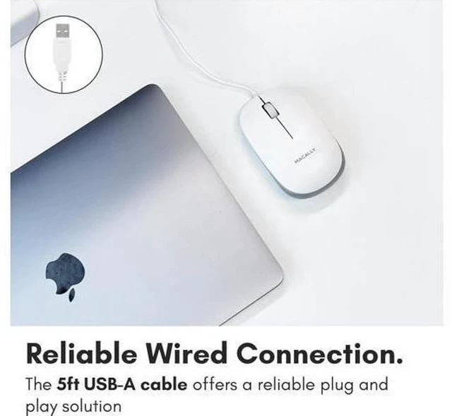Alt view image 3 of 7 - USB Wired Mouse for Mac and Windows - Plug and Play 3 Button Corded Computer Mouse Wired for MacBook Pro/Air iMac Laptop PC Desktop Notebook Scroll Wheel Layout with Long Wire Cord