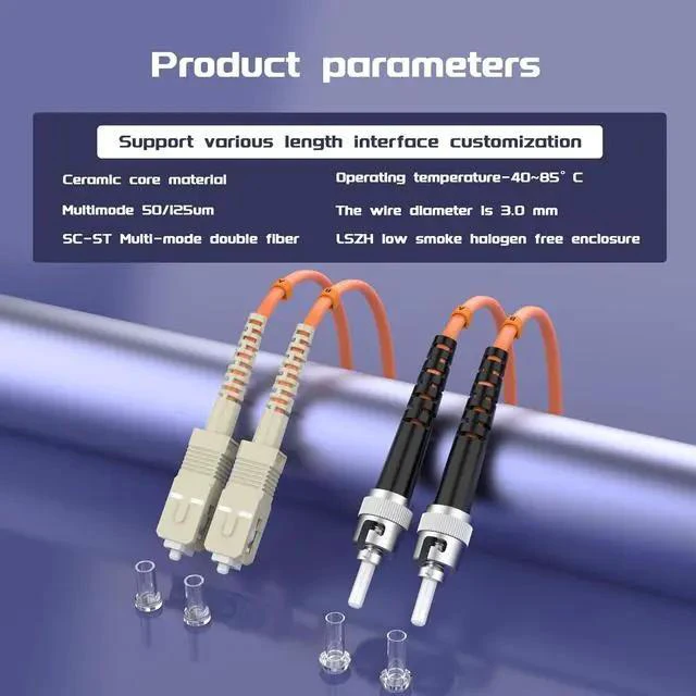 Alt view image 5 of 7 - 10Meters 32ft SC/UPC-ST/UPC Multi-Mode Fiber Optic Cable SC to ST OM1 Jumper Optical Patch Cord Duplex 62.5/125um Orange