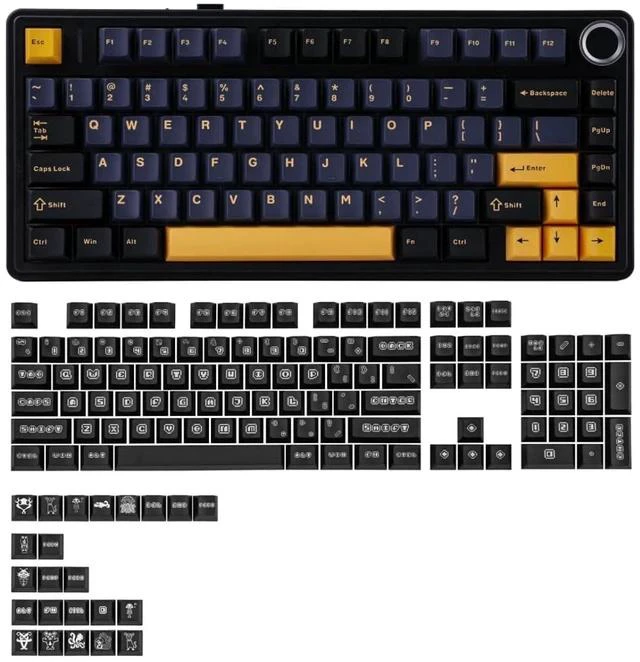 Main image of x Aula F75 Gasket Mechanical Keyboard x vvyruus Retromania Keycaps Set - 130 Keys