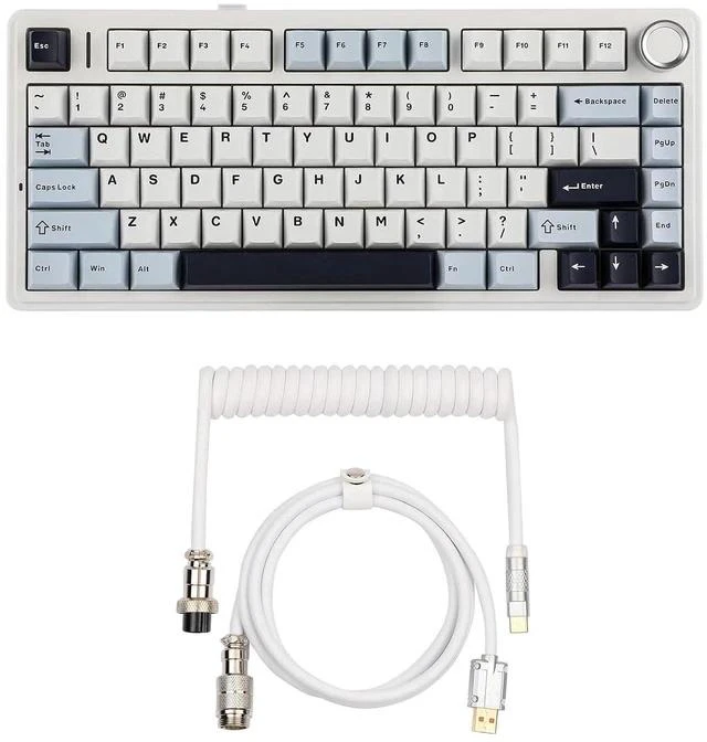Main image of x Aula F75 Gasket Mechanical Keyboard with Five-Layer Padding&Knob + Puff Aviator Coiled USB Cable