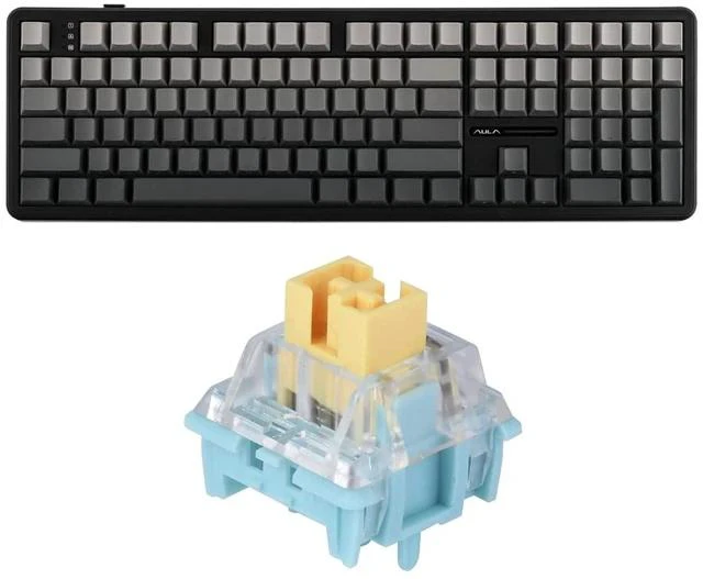 Main image of Aula F108 Wireless Gaming Keyboard Graywood V3 Switch+35 Pieces Sea Salt Silent Switches Set