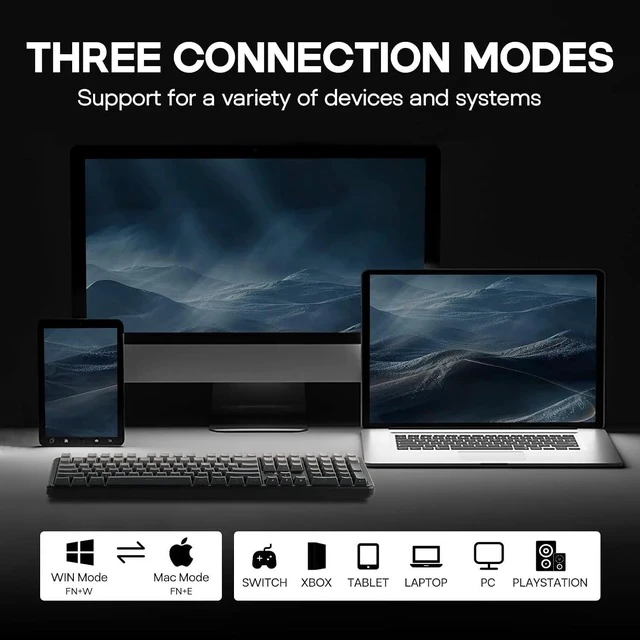 Alt view image 3 of 7 - Aula F108 Wireless Gaming Keyboard Graywood V3 Switch+35 Pieces Sea Salt Silent Switches Set