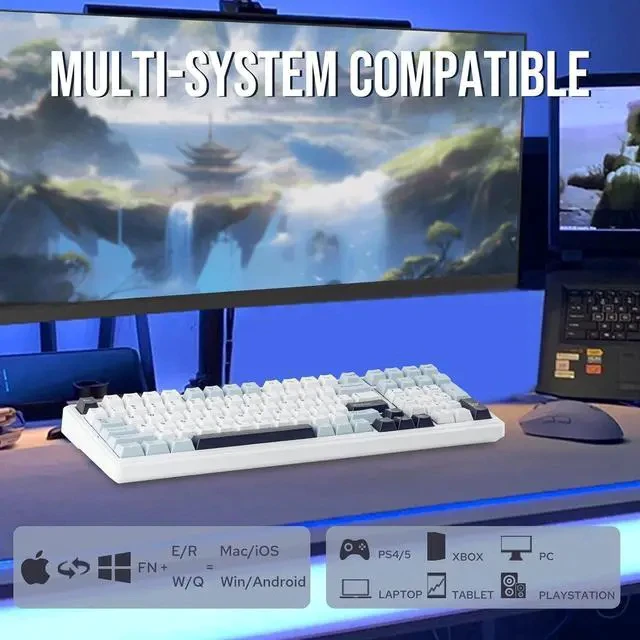 Alt view image 4 of 7 - x Aula F99 Wireless Mechanical Keyboard+ Click Gaming Mouse Wireless 2.4Ghz/Bluetooth/Type-C