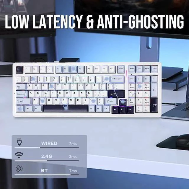 Alt view image 5 of 7 - x Aula F99 Wireless Mechanical Keyboard+ Click Gaming Mouse Wireless 2.4Ghz/Bluetooth/Type-C