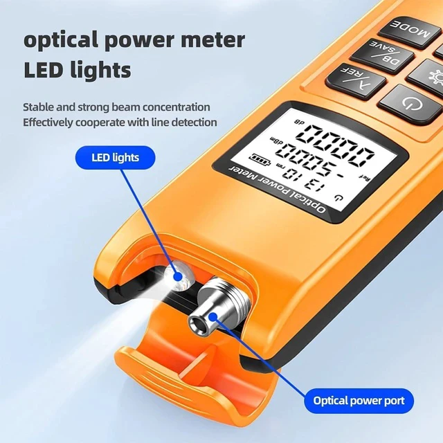 Alt view image 4 of 7 - Fiber Optic Power Meter, Rechargeable Optical Power Tester -50~+26 dBm, 10 Wavelengths Fiber Optic Cable Tester with LED Light, Support SC/ST/FC(with FC to LC Coupler Adapters)