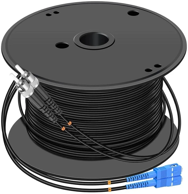Alt view image 2 of 2 - 400M SC to ST Outdoor Armored Duplex 9/125 SM Fiber Optic Cable Jumper Optical Patch Cord Singlemode 400Meters 1312ft SC-ST