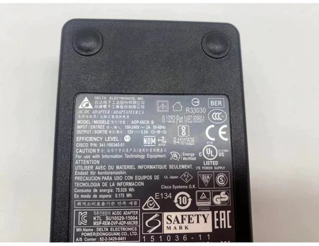 Alt view image 4 of 4 - Delta ADP-66CR B 12V 5.5A 66W 5.5x2.5mm AC Adapter For DPS-60PB A 12V 5A 60W Monitor Laptop Power Supply Charger