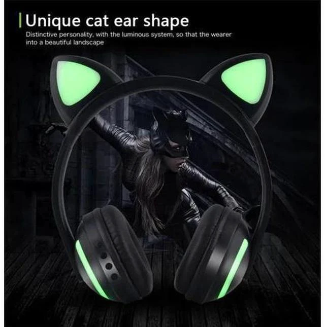 Main image of Glowing Cat Ear Headphones Colorful Led Light Wireless Stereo Headset Computer Phone Gaming Headphone For Women Gifts
