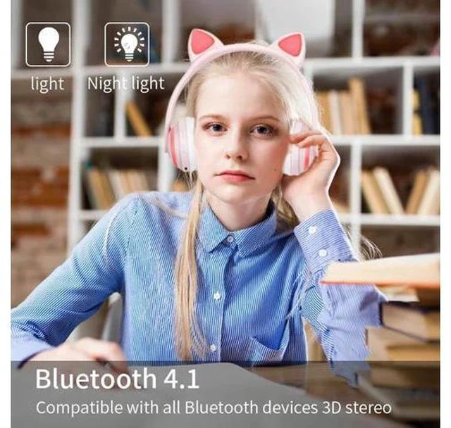 Alt view image 3 of 7 - Glowing Cat Ear Headphones Colorful Led Light Wireless Stereo Headset Computer Phone Gaming Headphone For Women Gifts