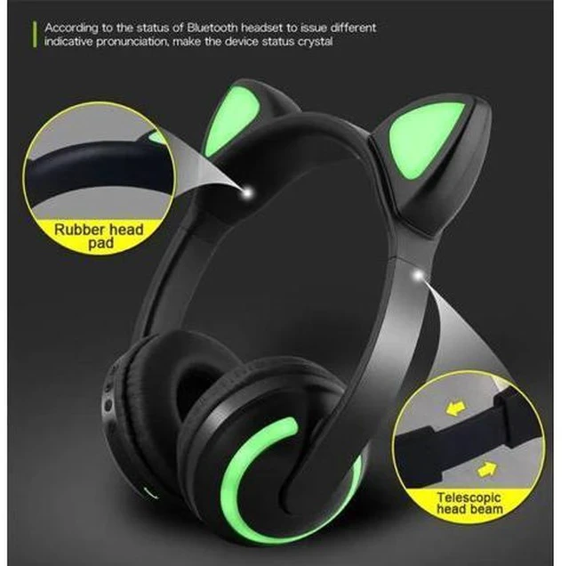 Alt view image 2 of 7 - Glowing Cat Ear Headphones Colorful Led Light Wireless Stereo Headset Computer Phone Gaming Headphone For Women Gifts