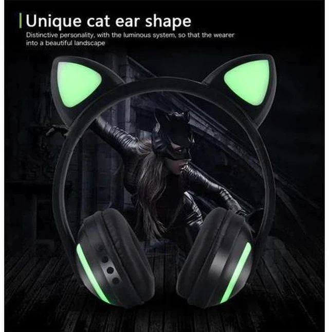 Alt view image 6 of 7 - Glowing Cat Ear Headphones Colorful Led Light Wireless Stereo Headset Computer Phone Gaming Headphone For Women Gifts