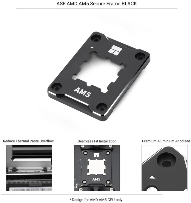 Alt view image 3 of 7 - ASF-Black AM5 CPU Holder, Corrective Anti-Bending Fixing Frame, Full-Fit Fixed Non-Marking Mounter, AM5 Anti-Bending Contact Frame, CPU Cooler Standard