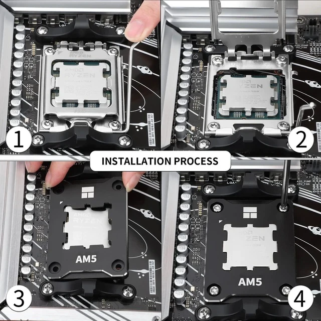 Alt view image 5 of 7 - ASF-Black AM5 CPU Holder, Corrective Anti-Bending Fixing Frame, Full-Fit Fixed Non-Marking Mounter, AM5 Anti-Bending Contact Frame, CPU Cooler Standard