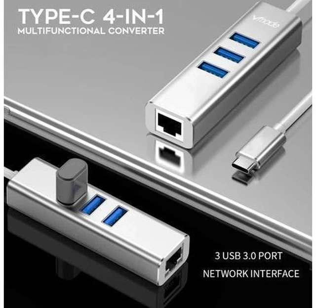 Alt view image 3 of 7 - 3 in 1 Type C To USB 3.0 With Rj45 Gigat Ethernet Network USB C HUB Adapter Thunderbolt 3 For MacBook Pro P20