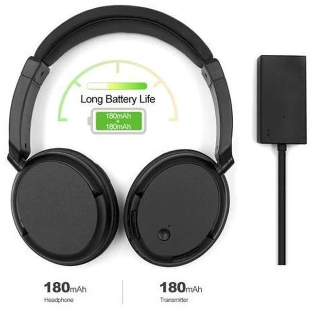Alt view image 3 of 7 - Wireless Headphones 3.5mm Wired Headsets Over-Ear Music Earphones AUX Transmitter w/ Mic Radio for TV PC Phones MP3 Player