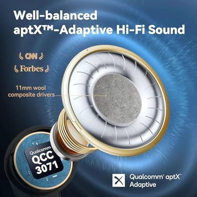 Alt view image 2 of 5 - EarFun Air Pro 3 Noise Cancelling Earbuds, Qualcomm® aptX Adaptive Sound, 6 Mics CVC 8.0 ENC, Bluetooth 5.3 Earbuds, Multipoint Connection, 45H Playtime, App Customize EQ, Wireless Charging