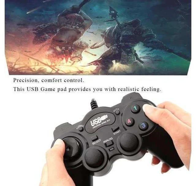 Alt view image 3 of 7 - Gamepad USB Game Controller Gaming Joypad Joystick Control for PC Computer Laptop Win7/8/10/XP/Vista Black Game Console