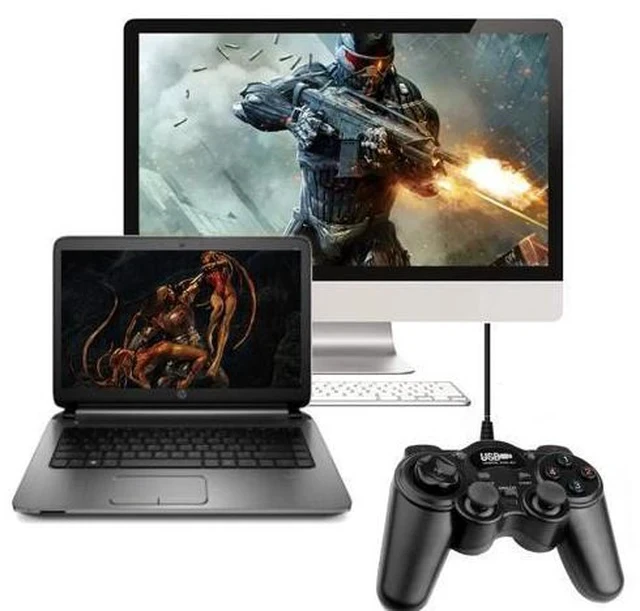 Alt view image 7 of 7 - Gamepad USB Game Controller Gaming Joypad Joystick Control for PC Computer Laptop Win7/8/10/XP/Vista Black Game Console