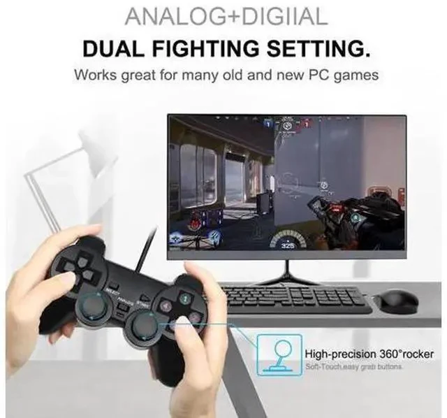 Alt view image 3 of 7 - USB Controller Gamepad For WinXP/Win7/Win8/Win10 For PC Computer Laptop Black Game Joystick