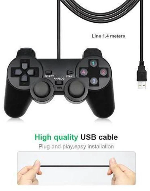 Alt view image 7 of 7 - USB Controller Gamepad For WinXP/Win7/Win8/Win10 For PC Computer Laptop Black Game Joystick