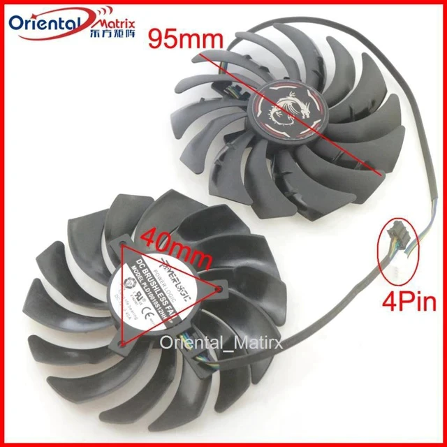 Alt view image 4 of 6 - PLD10010S12HH PLD10010B12HH 12V 0.40A 4Pin For MSI RX6600XT RX6700XT GAMING X Video Graphics Card Cooler Cooling Fan