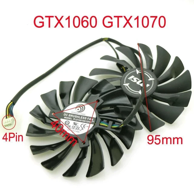 Alt view image 2 of 6 - 2pcs/lot PLD10010S12HH DC12V 0.40A 95mm VGA Fan 4Pin For MSI GTX1060 GTX1070 Graphics Card Fan