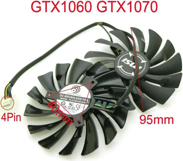 Alt view image 5 of 6 - 2pcs/lot PLD10010S12HH DC12V 0.40A 95mm VGA Fan 4Pin For MSI GTX1060 GTX1070 Graphics Card Fan