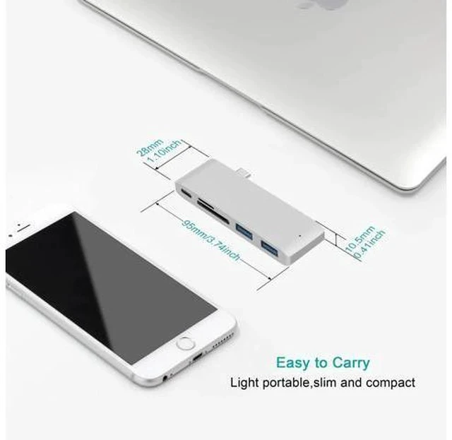 Alt view image 2 of 7 - 5 in1 USB C Hub Multiports USB Adapter for Macbook Pro Type C to USB3.0 SD TF Card Reader Adapter for 13/15inch MacBook Pro 2016