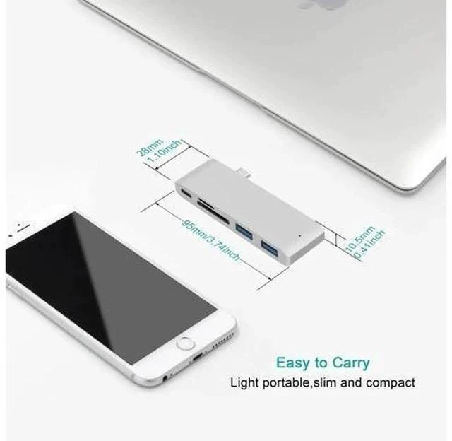 Alt view image 7 of 7 - 5 in1 USB C Hub Multiports USB Adapter for Macbook Pro Type C to USB3.0 SD TF Card Reader Adapter for 13/15inch MacBook Pro 2016