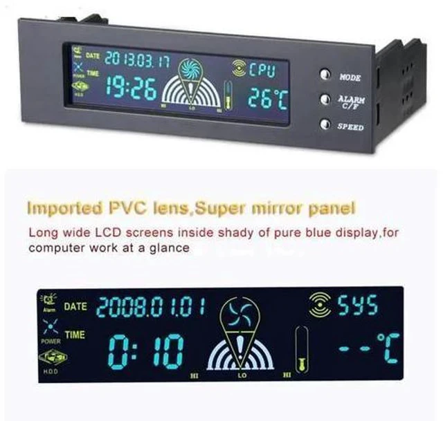 Alt view image 2 of 6 - LCD Panel 5.25 Inch CPU Speed Controller Temperature Sensor PC Computer Fan Controller LCD Digital Display For PC Desktop