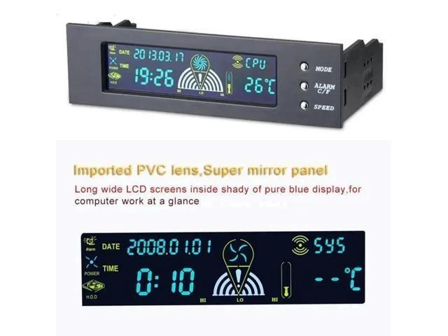 Alt view image 6 of 6 - LCD Panel 5.25 Inch CPU Speed Controller Temperature Sensor PC Computer Fan Controller LCD Digital Display For PC Desktop
