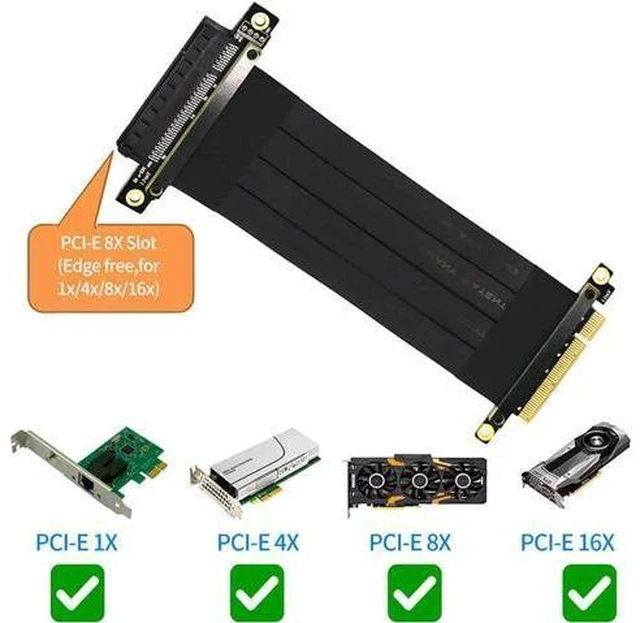 Alt view image 2 of 7 - PCI-E Gen3 Extension Cable PCI Express 3.0 8X Card Adapter Cable Riser Cable 4X for 1U/2U Chassis(180 Degree Cable 20cm)