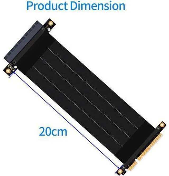 Alt view image 4 of 7 - PCI-E Gen3 Extension Cable PCI Express 3.0 8X Card Adapter Cable Riser Cable 4X for 1U/2U Chassis(180 Degree Cable 20cm)