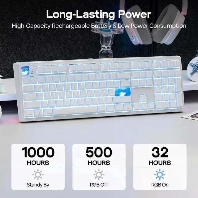 Alt view image 5 of 7 - HE108 Wireless Gaming Keyboard+NEX Pro Wireless Gaming Mouse with RGB Charging Dock