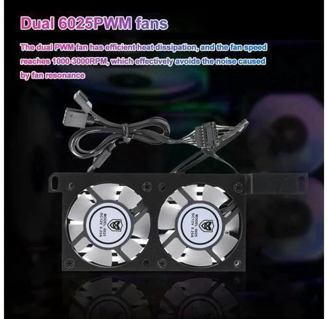 Alt view image 3 of 4 - RAM Heatsink ARGB Syn RAM Memory Cooling Fan with Dual 60mm Fan PWM 1000-3000RPM for DDR/DDR2/DDR3/DDR4/DDR5