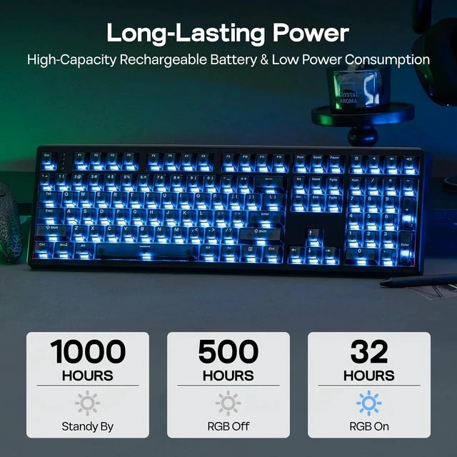 Alt view image 5 of 7 - HE108 Wireless Gaming Keyboard+NEX Pro Wireless Gaming Mouse with RGB Charging Dock