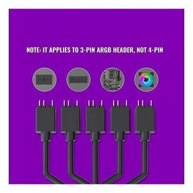 Alt view image 5 of 6 - Master 1-to-5 ARGB Splitter Cable / 5V - Support 3-pin Addressable RGB - LED Sync Cable for MasterFan/MasterLiquid ARGB Series Support(ARGB 1-to-5 Splitter)