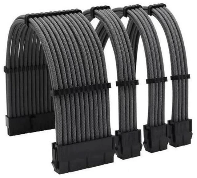 Main image of Soft Braided ATX PSU Power Extension Cable 24Pin + CPU 8Pin + GPU 8pin (6+2)Pin PCI-E Kit for Motherboard CPU Cord(Grey)