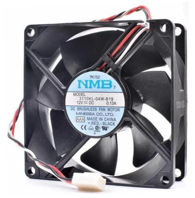 Alt view image 3 of 7 - 3110KL-04W-B19 8cm 8025 80mm fan 80x80x25mm 12V 0.13A ultra quiet chassis power supply fan
